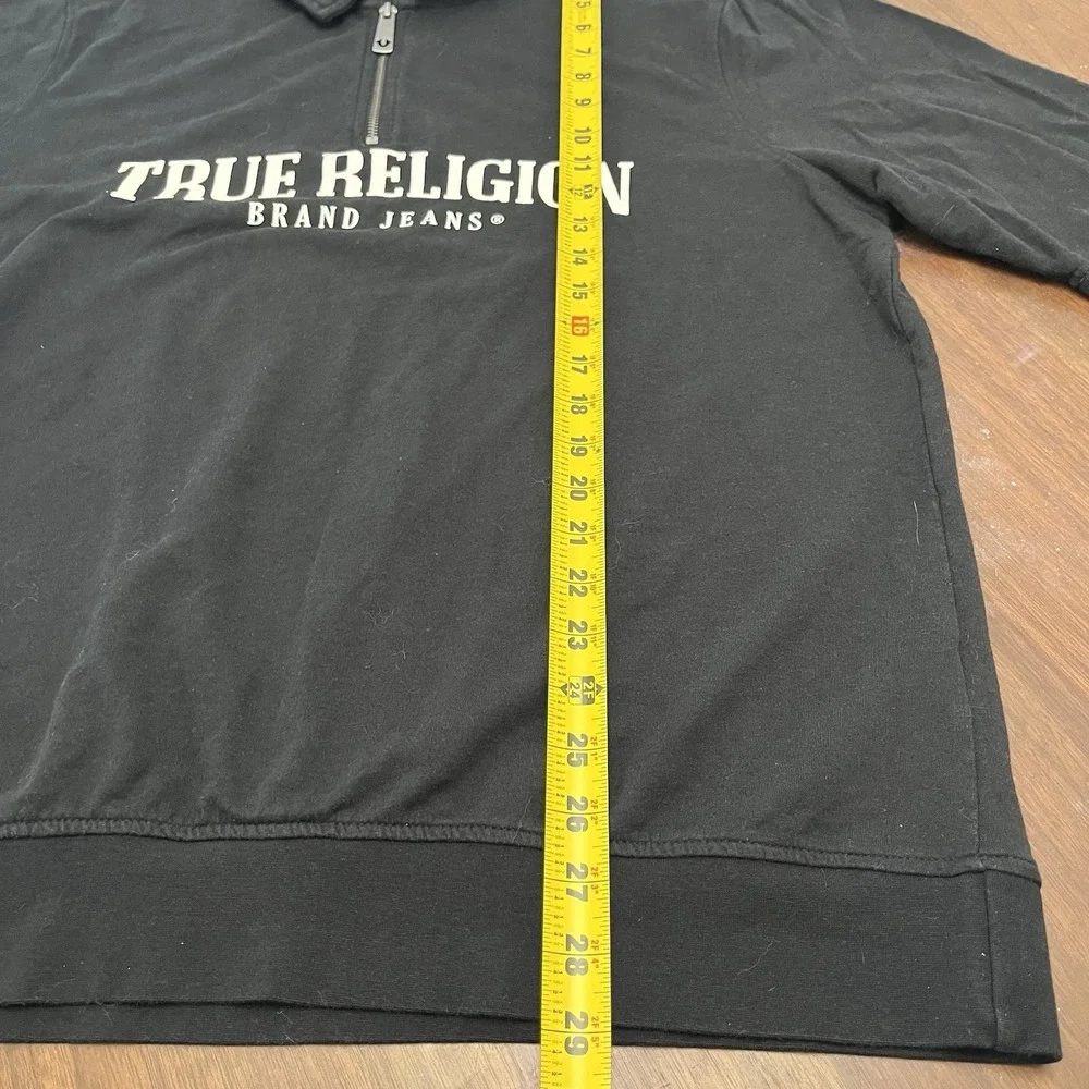 True Religion Men's XL Relaxed Mock Quarter Zip Embroidered Logo Sweater